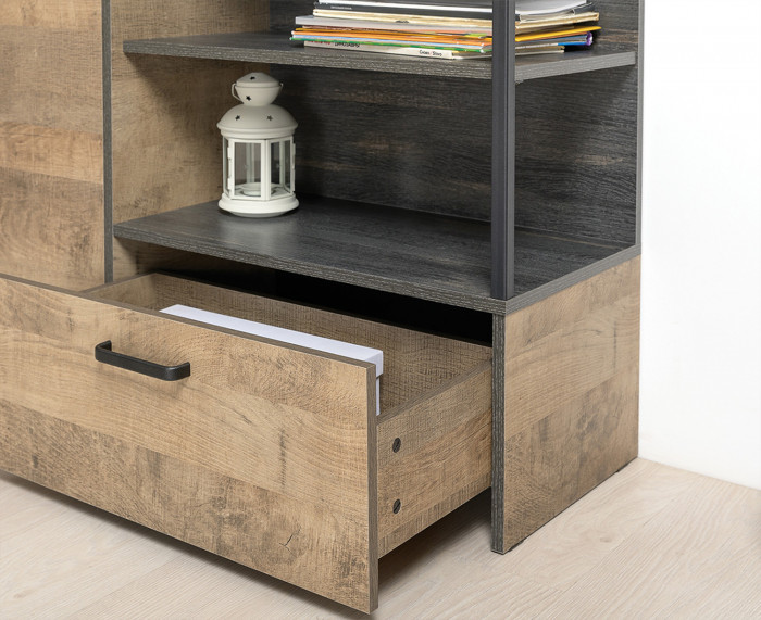 Трувор Прихожая 145, цвет дуб гранж песочный/интра, ШхГхВ 209х37х195 см., универсальная сборка