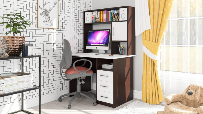 компьютерный стол С-МД-СК9, венге/белый шагрень