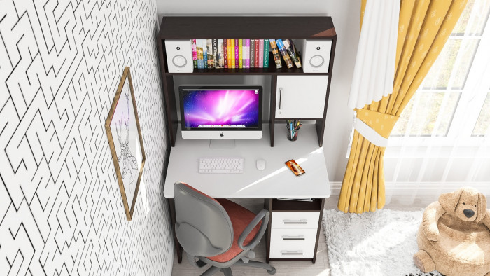 компьютерный стол С-МД-СК9, венге/белый шагрень