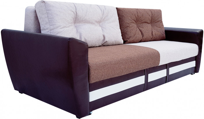 Диван-кровать Амстердам, 150х195, раскладной, еврокнижка, пружинный блок, рогожка/экокожа, комби