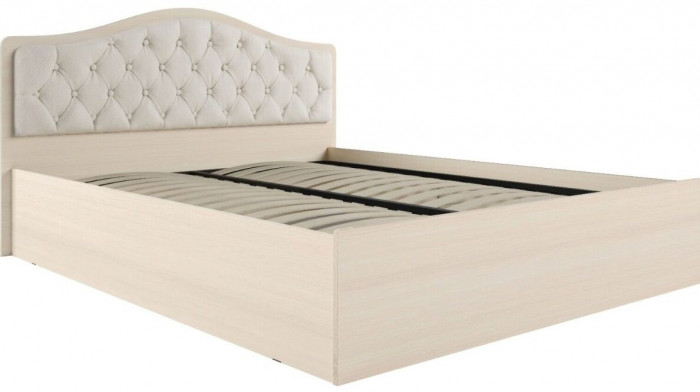 Кровать Дели дуб молочный + велюр карамель, ортопед 160