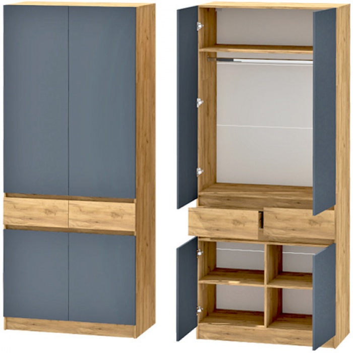 Модульная Прихожая Иннэс-10, набор 2, Дуб крафт золотой/Графит