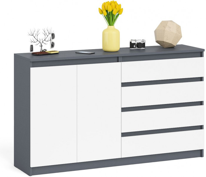 Мори Комод МК1600.1, цвет графит/белый, ШхГхВ 160,4х41х94 см., НЕ универсальная сборка