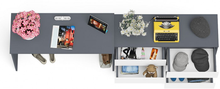 Мори письменный стол МСП1200.1 + Комод МК1200.6, графит/белый