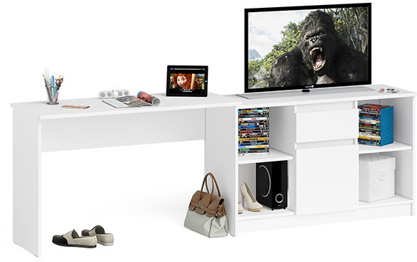 Мори Стол письменный МСП1200.1 + Тумба МТВ1204.1, цвет белый, ШхГхВ 240,8х50х76,6 см., универсальная сборка