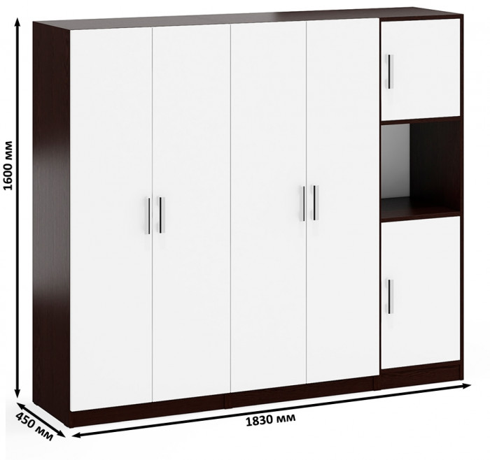 Шкаф С-МД-СК9Ш+Пенал С-МД-СК9П+Шкаф С-МД-СК9Ш, венге/белый шагрень