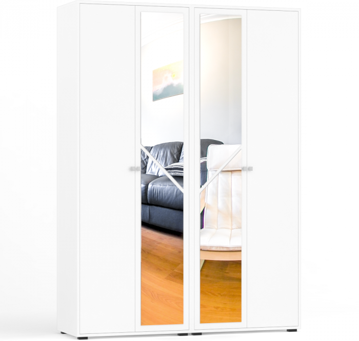 Камелия спальня № 3 Кровать 1600 + Две тумбы + Стол косметич. + Зеркало + Комод + Шкаф 4-х, белый