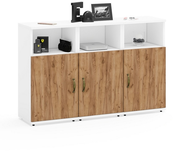 Лидер-8 Тумба МД 3.19 3 шт., белый шагрень/крафт золото