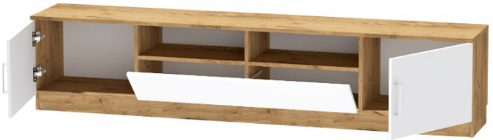 Тумба-3 под ТВ напольная "Иннэс-7", Крафт золотой/Белый глянец