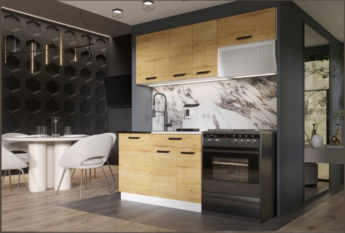 Кухня ЛДСП Хозяюшка 1100 +ГАЗ600 (Вотан, Белый)