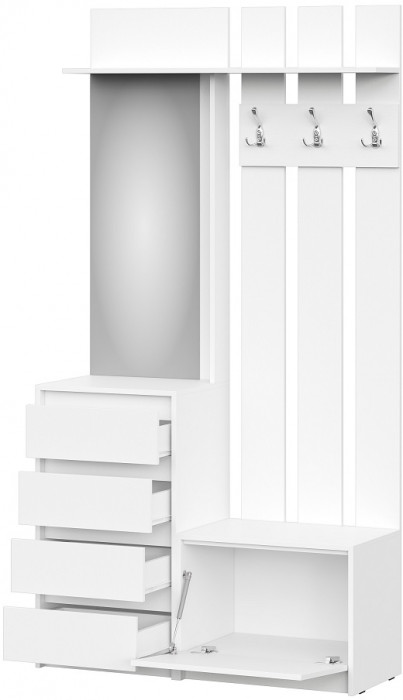 Вешалка с зеркалом Айден ВШ06-1100, белый