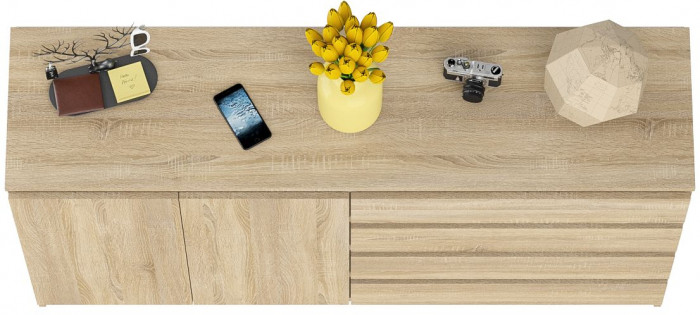 Мори Комод МК1600.1, цвет дуб сонома, ШхГхВ 160,4х41х94 см., НЕ универсальная сборка