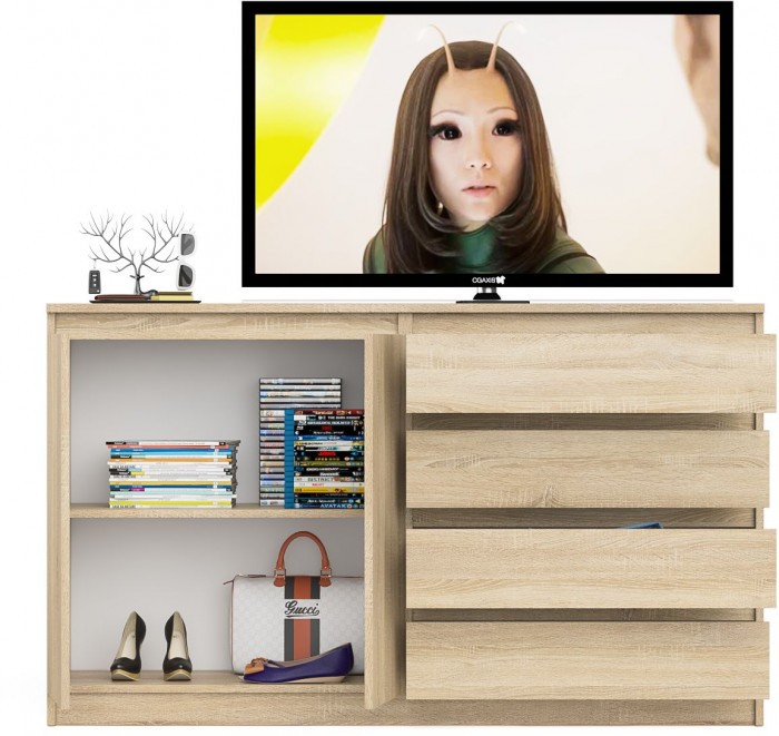 Мори Комод МК1600.1, цвет дуб сонома, ШхГхВ 160,4х41х94 см., НЕ универсальная сборка