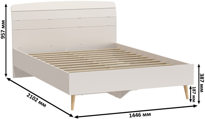Афина Спальня Кровать 1400 + Комод + Тумба, цвет кашемир серый, ШхГхВ 144,6х210,2х95,7 + 110х45,3х83 + 45х37х45 см., 1400х2000 мм., б/м, осн. есть