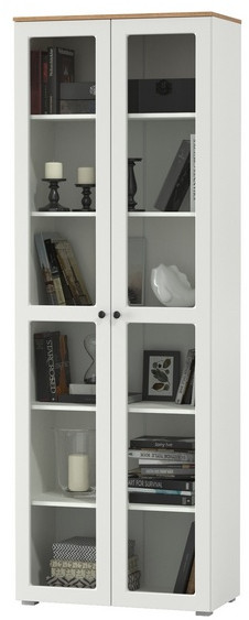 Остин 16.394.02 Шкаф-витрина, цвет белый шагрень/дуб крафт золотой, ШхГхВ 80х41,8х229,8 см.