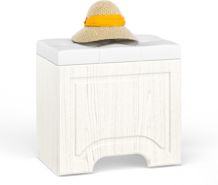 Ливерпуль Пуф 14.02, цвет ясень ваниль/белый/эко-кожа гранд белый, ШхГхВ 55х35х50 см., пуф на колёсах, подъёмная крышка