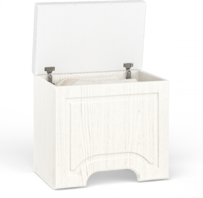 Ливерпуль Пуф 14.02, цвет ясень ваниль/белый/эко-кожа гранд белый, ШхГхВ 55х35х50 см., пуф на колёсах, подъёмная крышка