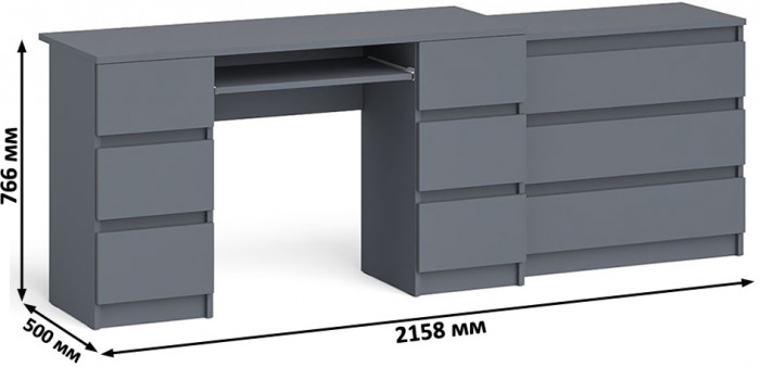 Мори компьютерный стол МС-2 + Комод МК800.1, графит