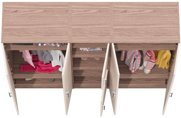 Шкаф С-МД-СК9Ш+Пенал С-МД-СК9П+Шкаф С-МД-СК9Ш, ясень шимо светлый/ясень шимо тёмный