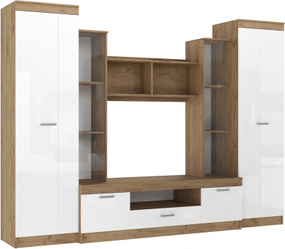 Гостиная Атлантида 6 (Дуб крафт/ Белый Глянец)