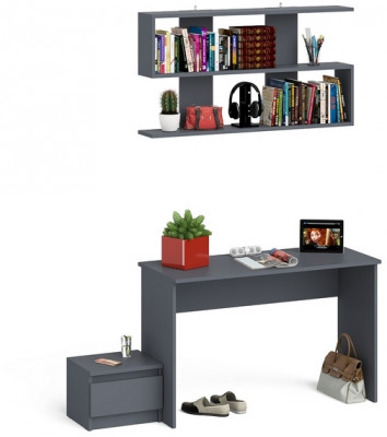 Мори письменный стол МСП1200.1 + Тумба ТМП400.1 + Полка 1200, графит