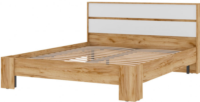 Хелен КР 03 Кровать 1.6х2.0 (1,670х0,928х2,114) белый/дуб крафт золото