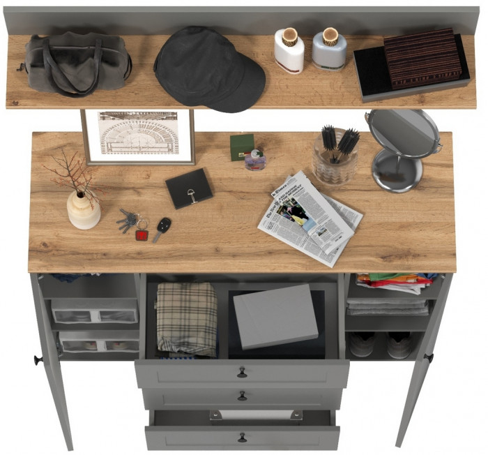 Остин Прихожая 72, цвет серый графит/дуб крафт золотой, ШхГхВ 120х41,9х160 см.