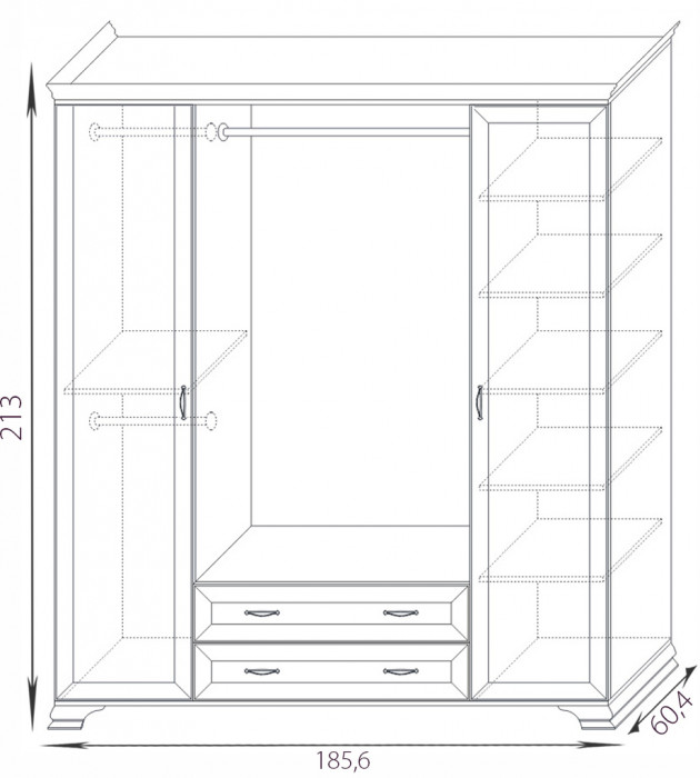 Шкаф распашной четырехдверный Сиена