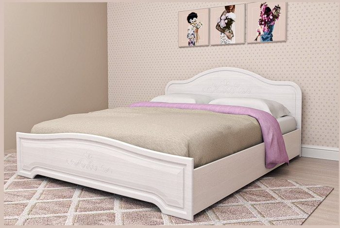 Кэт-6 бодега/сандал Кровать 140 низкий щиток + ортопедическое основание (Бодега белая / Сандал)