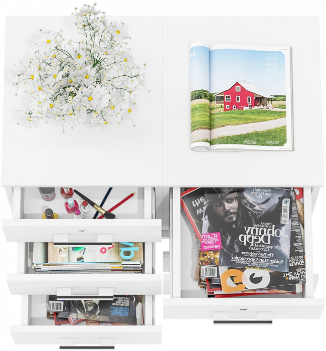 Две тумбы выкатных С-МД-3-02, белый шагрень