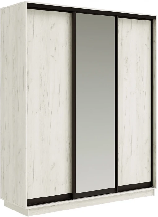 Тринити NEW Шкаф-купе 1800, Дуб крафт белый (вставка фасад х2 + зеркало)