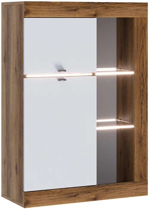 Прага Витрина универсальная ЛДСП Дуб Делано/Белый глянец