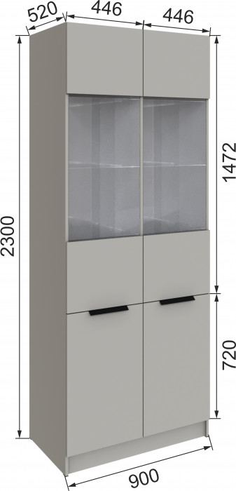 Шкаф Мадрид (0,9) с 2 витринами, Кашемир