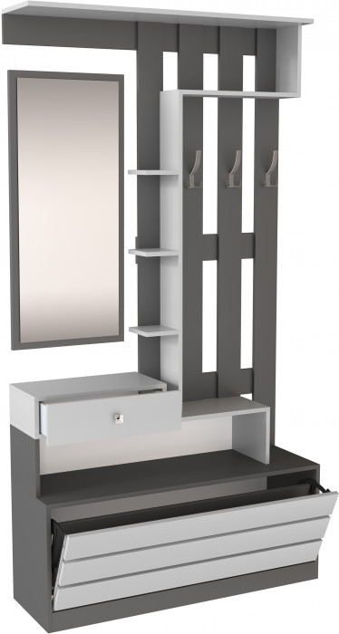 Модульная Прихожая Ямайка, композиция 3, Графит серый/Камень серый