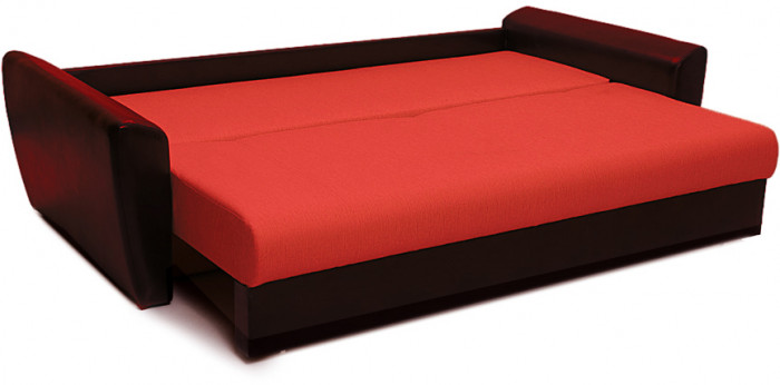 Диван-кровать Амстердам, 160х195, раскладной, еврокнижка, пружинный блок, рогожка/экокожа, красный