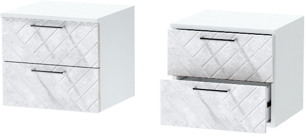 Тумба-6 прикроватная подвесная "Иннэс-7", Белый/Бетон снежный