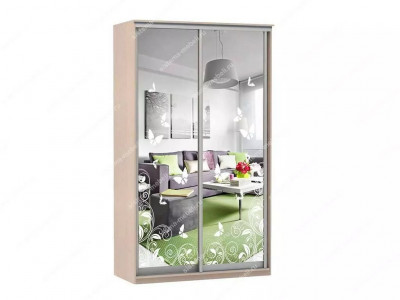 Шкаф купе Модерн 1190х600 2-х дверный зеркальный с пескоструем №4 ясень