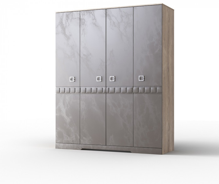 Шкаф для одежды 4-х дверный "Римини" - Дуб мадура/Перламутр тауп