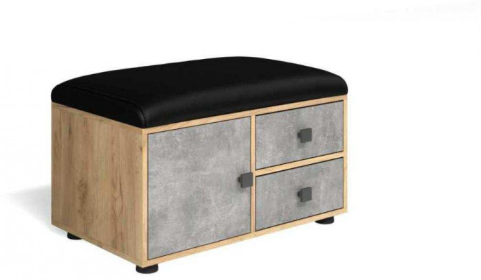 Тумба Мини-Лайт МЛ-5 дуб крафт/ателье/черный к/з