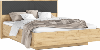 Флэш Кровать парящая с ПМ 160 с подсветкой, крафт золотой/браш графит