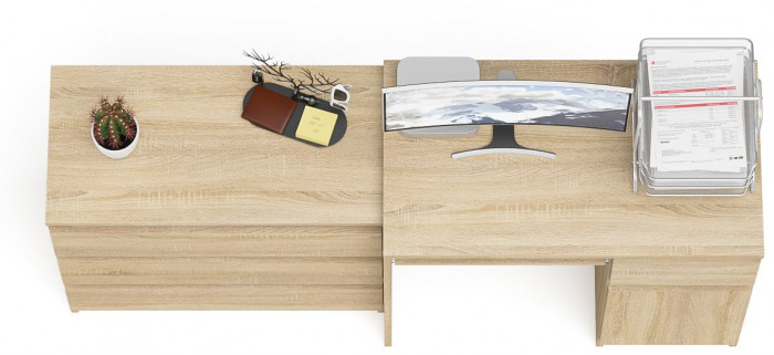 Мори Стол компьютерный МС-1 правый + Комод МК800.1, цвет дуб сонома, ШхГхВ 170,4х50х76,6 см., выдвижной ящик справа, НЕ универсальная сборка