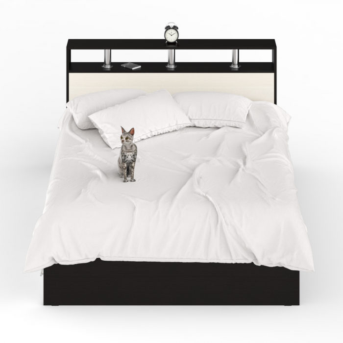 Камелия Кровать с ящиками 1400, цвет венге/дуб лоредо, ШхГхВ 143,5х217х78,2 см., сп.м. 1400х2000 мм., без матраса, основание есть