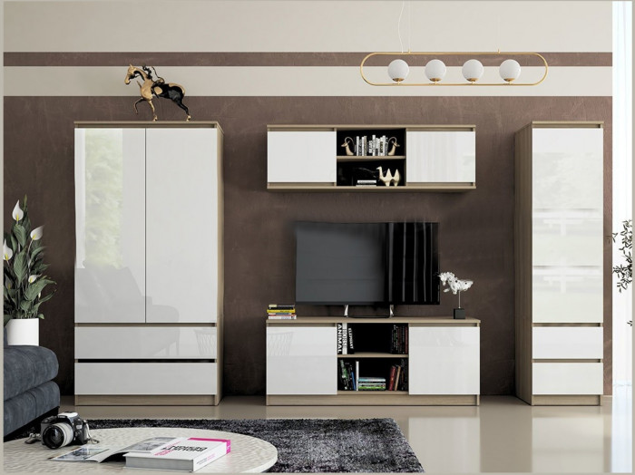 Модульная гостиная Челси (Белый глянец, Белый)