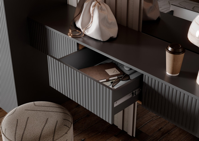 Тумба косметическая со шкафом 2х-ств Марвэл, Графит/Браш графит