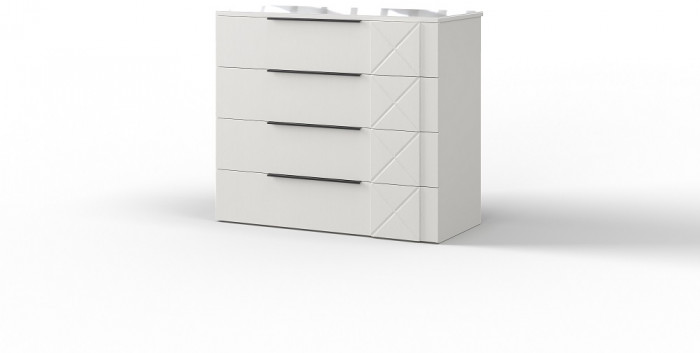 Комод четырехъящечный "Агата" - Белый текстурный/Дуб полярный