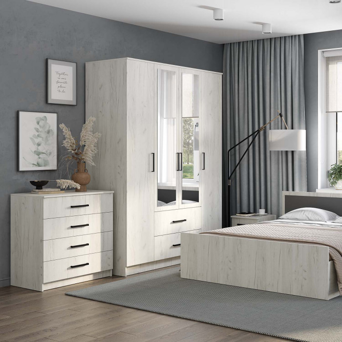 "Фиеста" шкаф 4-х створчатый (1600х2216х610) дуб крафт белый