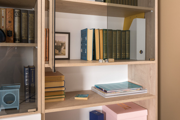 Бостон № 44, дуб эндгрейн элегантный/фасады МДФ милк рикамо софт