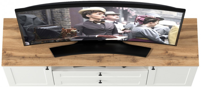 Остин 16.47 Тумба под ТВ, цвет белый шагрень/дуб крафт золотой, ШхГхВ 160х41,9х60,8 см.