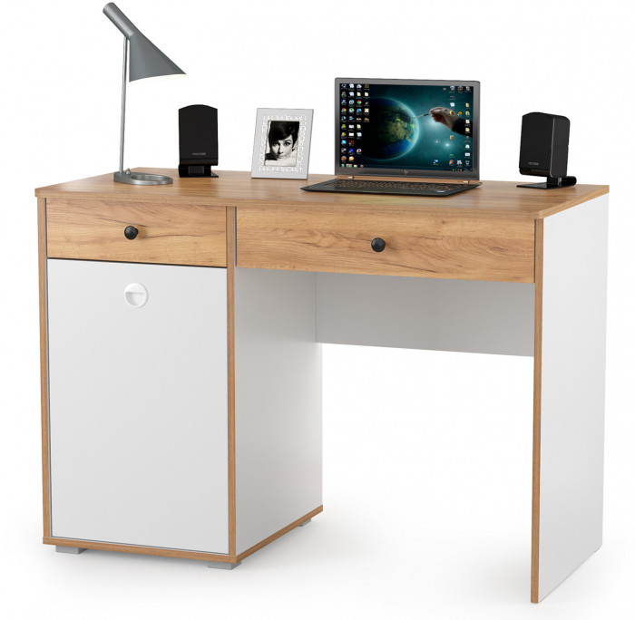 Вуди Компоновка № 01, цвет белый премиум/дуб крафт золотой, ШхГхВ 220х52,7х170 см., универсальная сборка