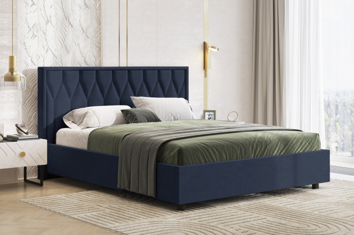 Кровать-10М с подъёмным основанием 1800 темно-синяя